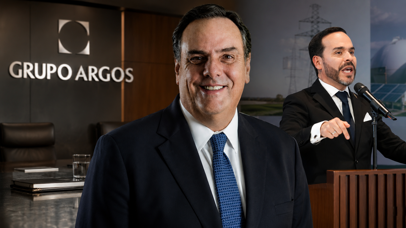 Jorge Mario Velásquez, expresidente de Grupo Argos, junto a Abelardo de la Espriella durante el anuncio de su llegada a la junta directiva de Ecopetrol