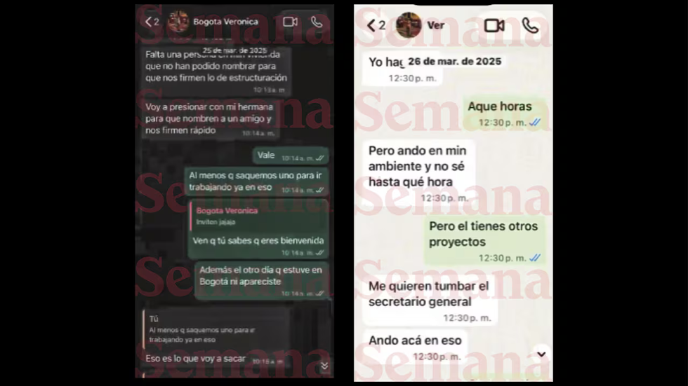 Chats de WhatsApp sobre nombramientos y firmas para procesos de estructuración