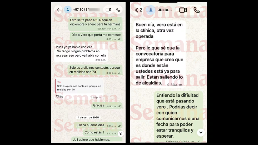 Conversación en la que un empresario reclama la devolución de 70 millones de pesos