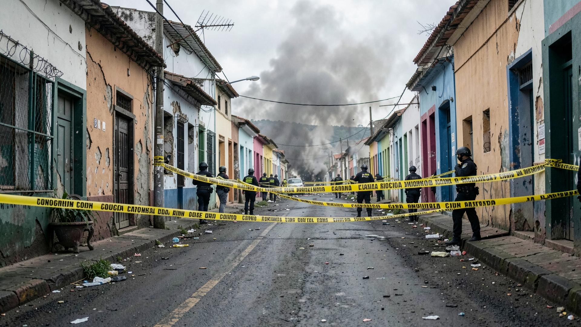 Calle de un municipio colombiano acordonada tras un atentado con explosivos
