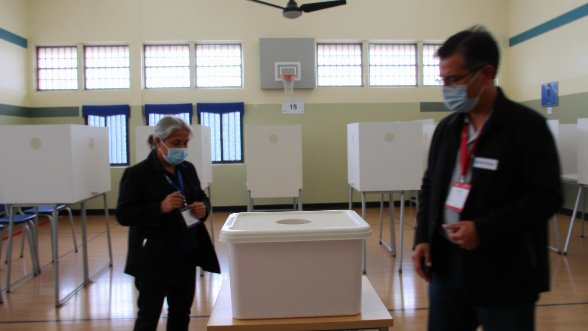 Urna electoral y jurados de votación durante una jornada en Colombia